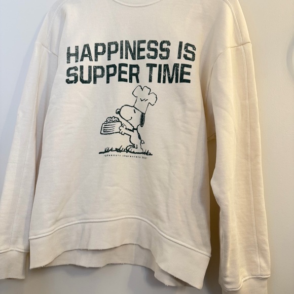 Zara Snoopy Cream Crewneck Sweatshirt - Picture 2 of 5